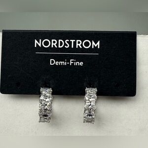 Nordstrom Cubic Zirconia Huggie Hoop Earrings with Stud Closure